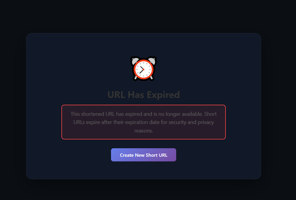 Expired URL page showing security and privacy protection