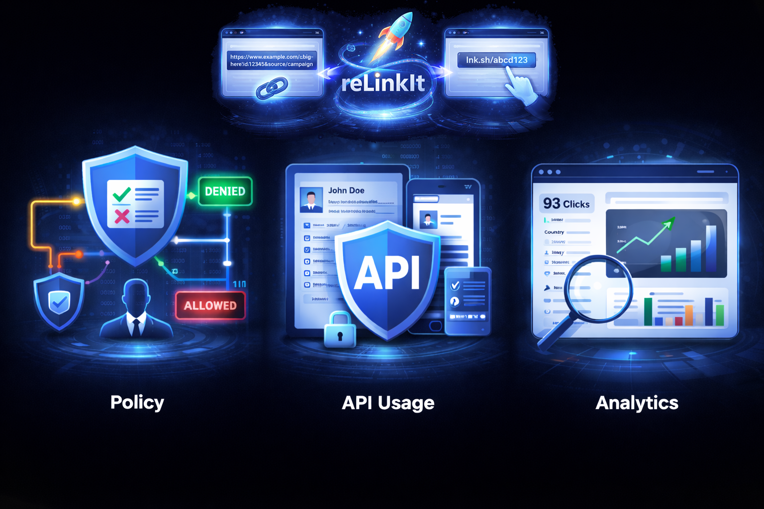 Policy, PI Usage, and Analytics features illustration